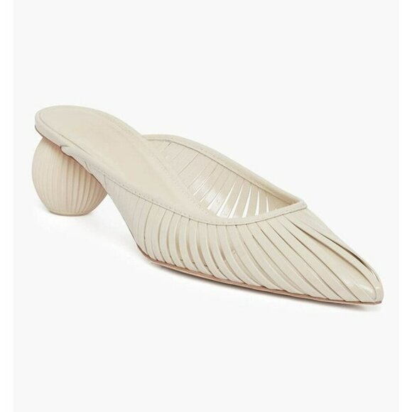 Cult Gaia Women's Alia Ball Leather Heel Mules Off White Size 38 (MSRP $325) - Picture 1 of 12